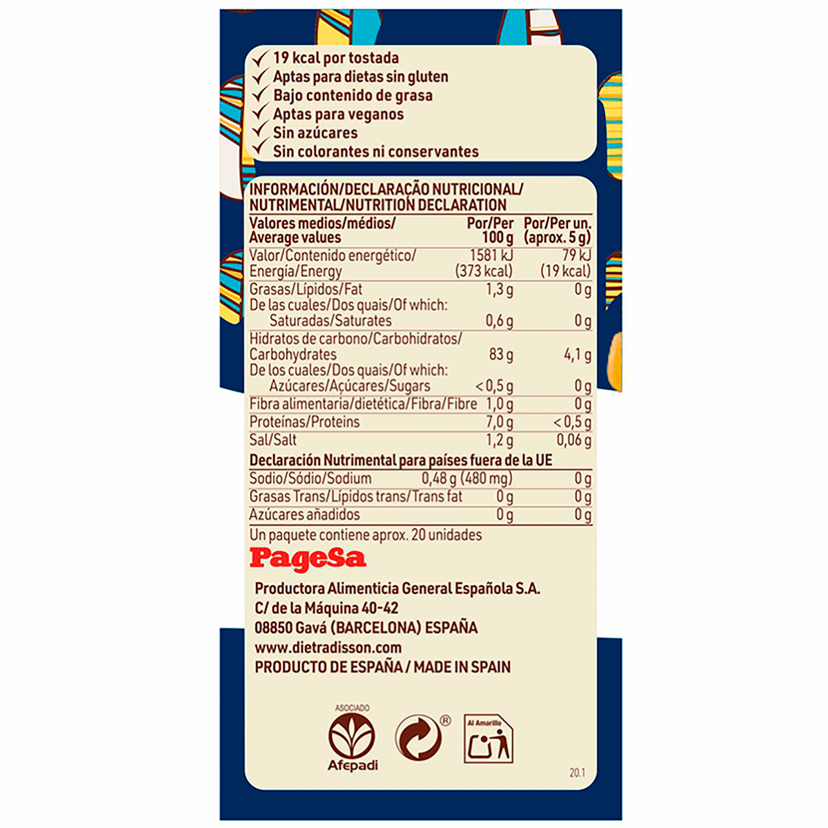 TOSTADAS DE ARROZ Y MA&Iacute;Z 100 G.