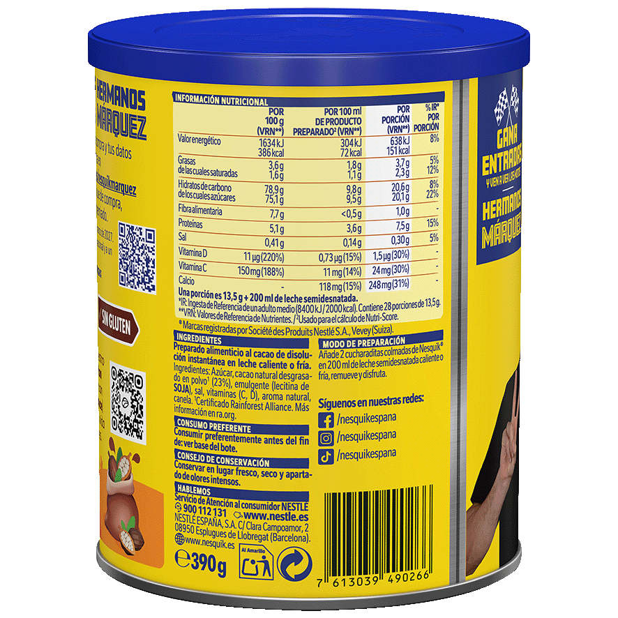 CACAO SOLUBLE INSTANT&Aacute;NEO 390 G.