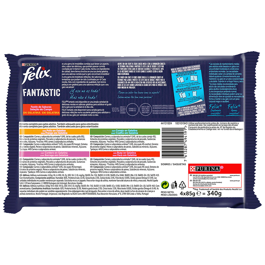 COMIDA FANTASTIC PARA GATOS 85 G. PACK 4