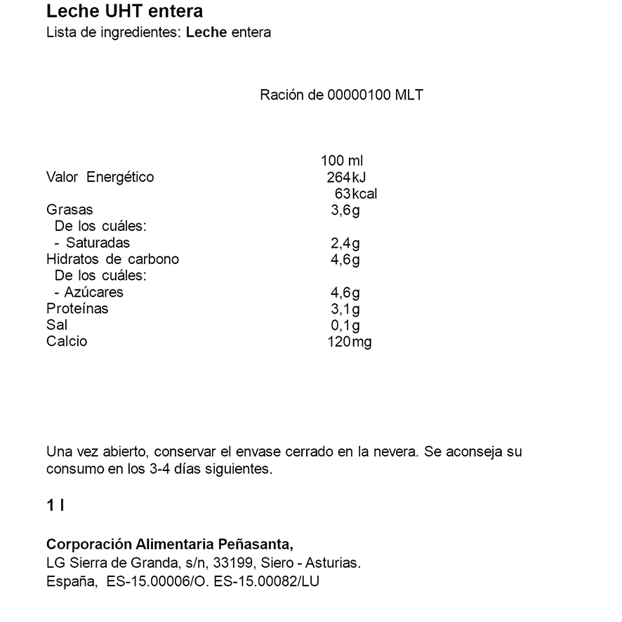 LECHE ENTERA 1 LITRO