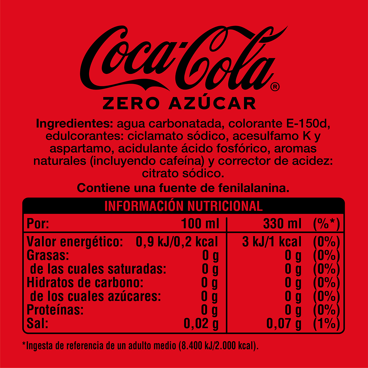 REFRESCO ZERO 33 CL. PACK 12