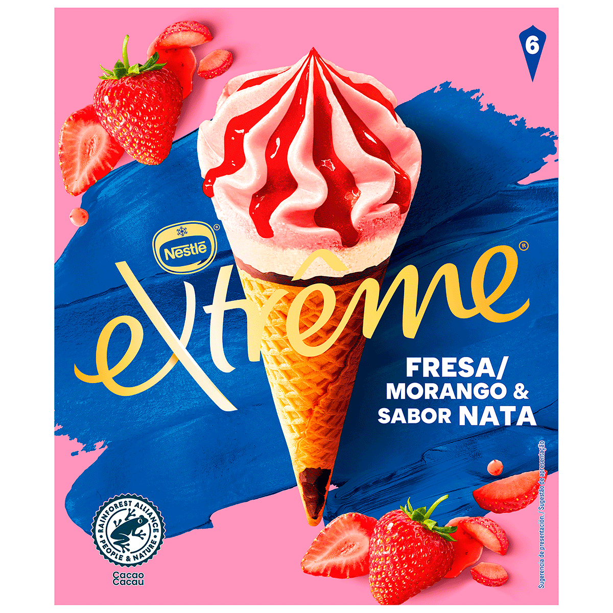 HELADO DE FRESA Y NATA EXTREME 6 UDS.