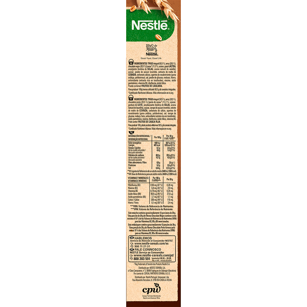 CEREALES CON CHOCOLATE NEGRO 375 G.