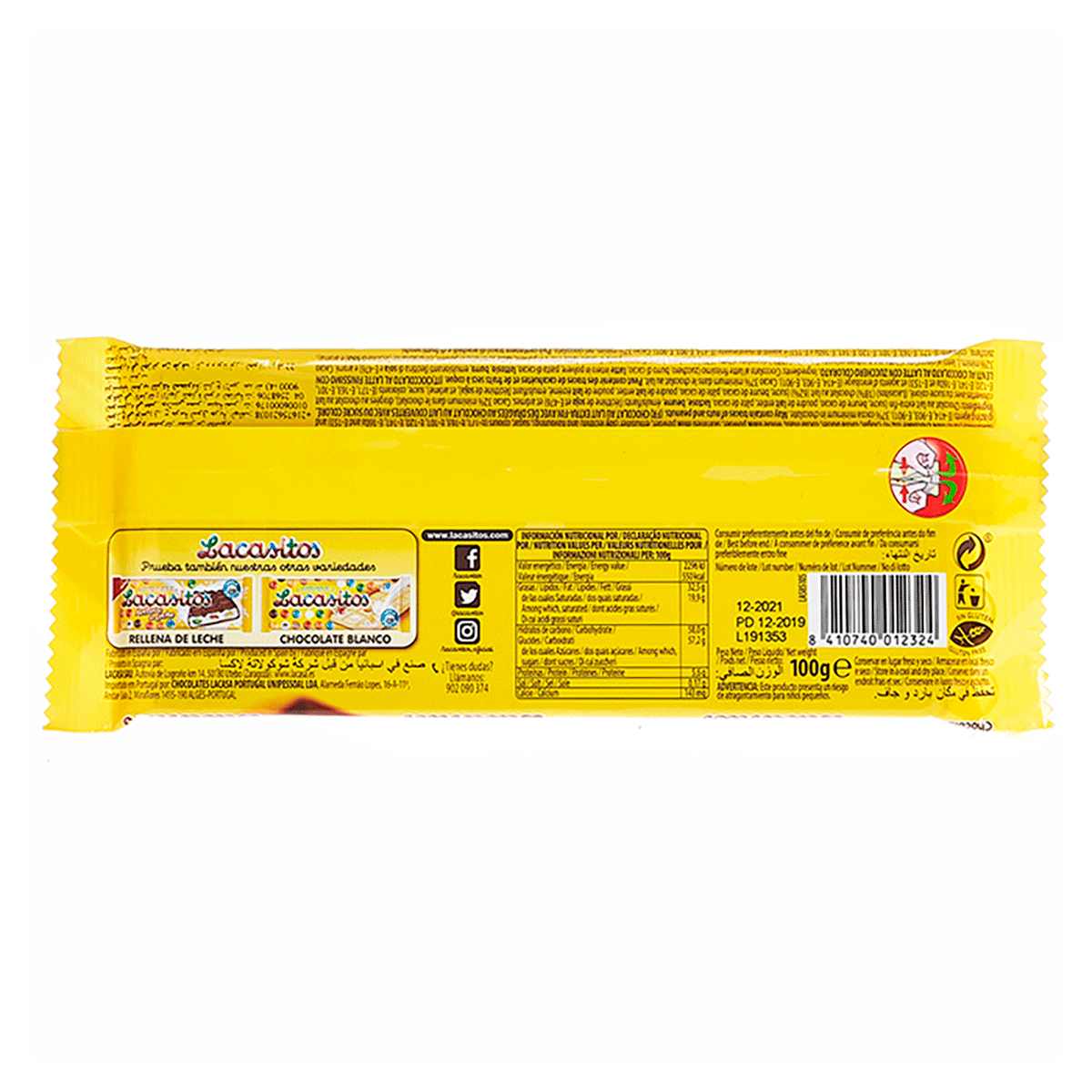 CHOCOLATE CON LECHE CON LACASITOS 100 GRS.