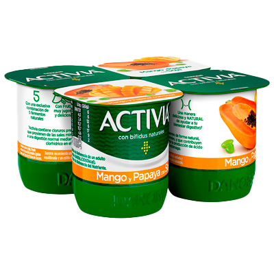 YOGUR SOJA CON MANGO Y PAPAYA 120 G. PACK 4
