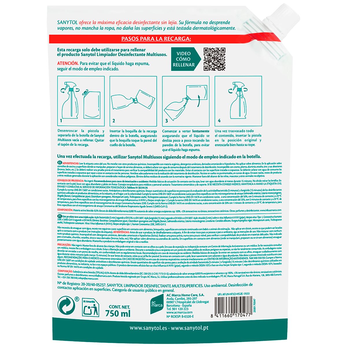 RECARGA LIMPIAHOGAR EUCALIPTO 750 ML.
