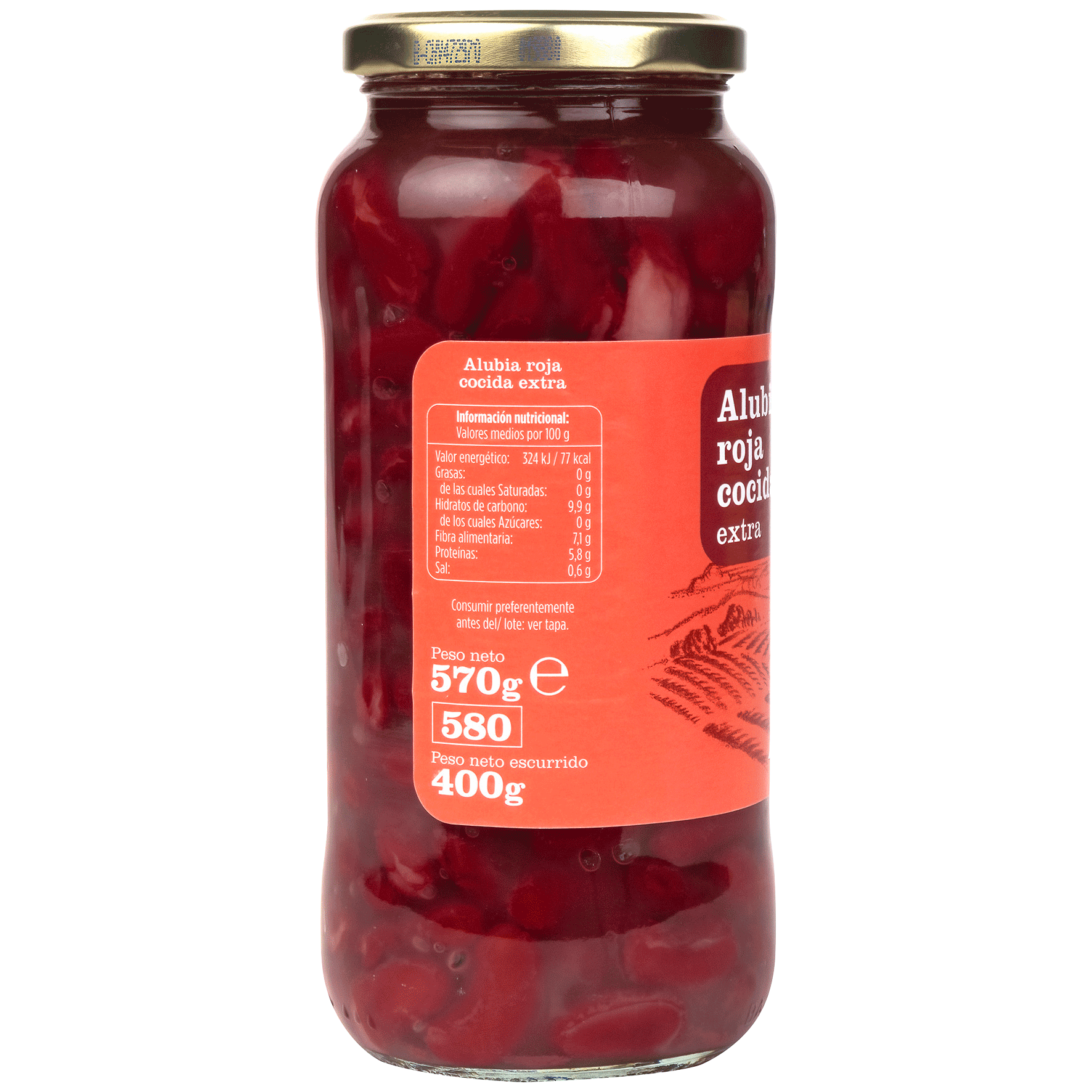 ALUBIAS ROJAS COCIDAS EXTRA 400 G.