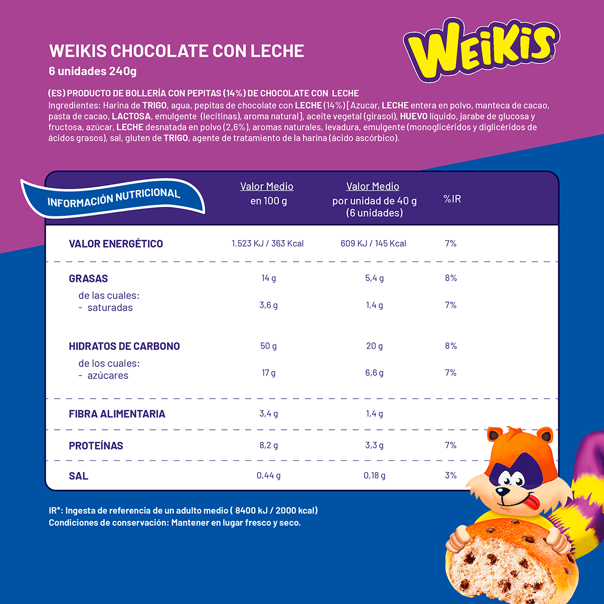 BOLLITOS DE CHOCOLATE CON LECHE 240 G.