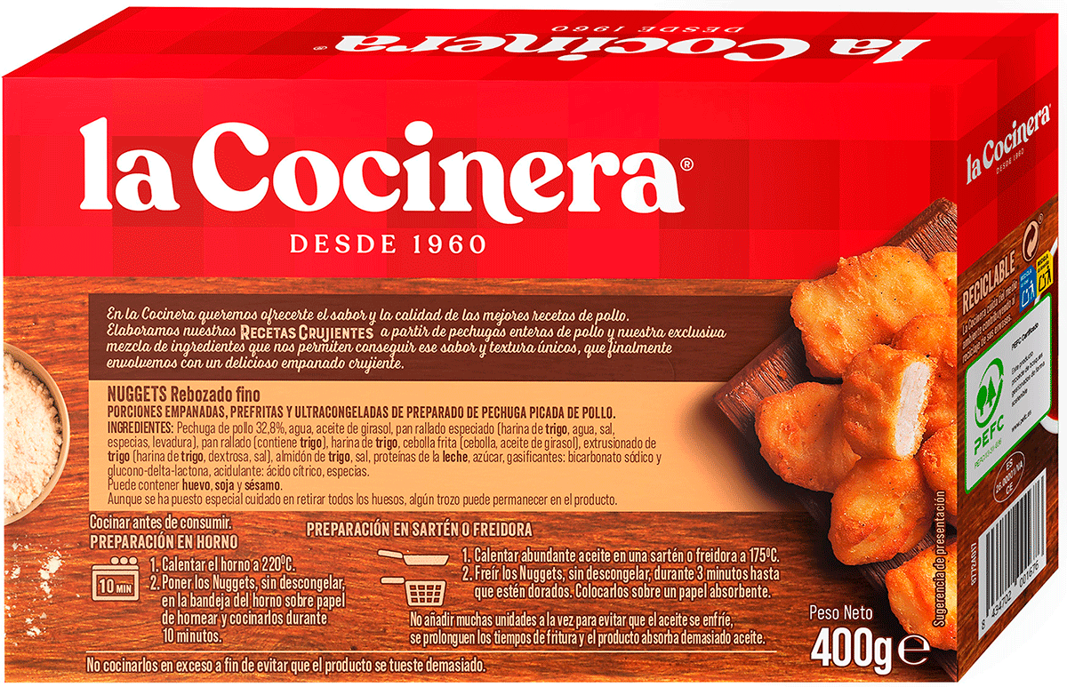 NUGGETS DE POLLO REBOZADO FINO 400 GRS.