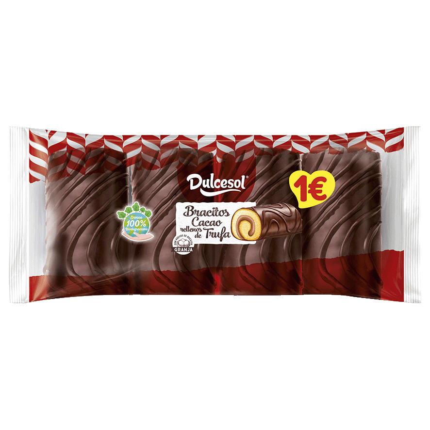 BRACITOS DE CACAO RELLENOS DE TRUFA 140 G.