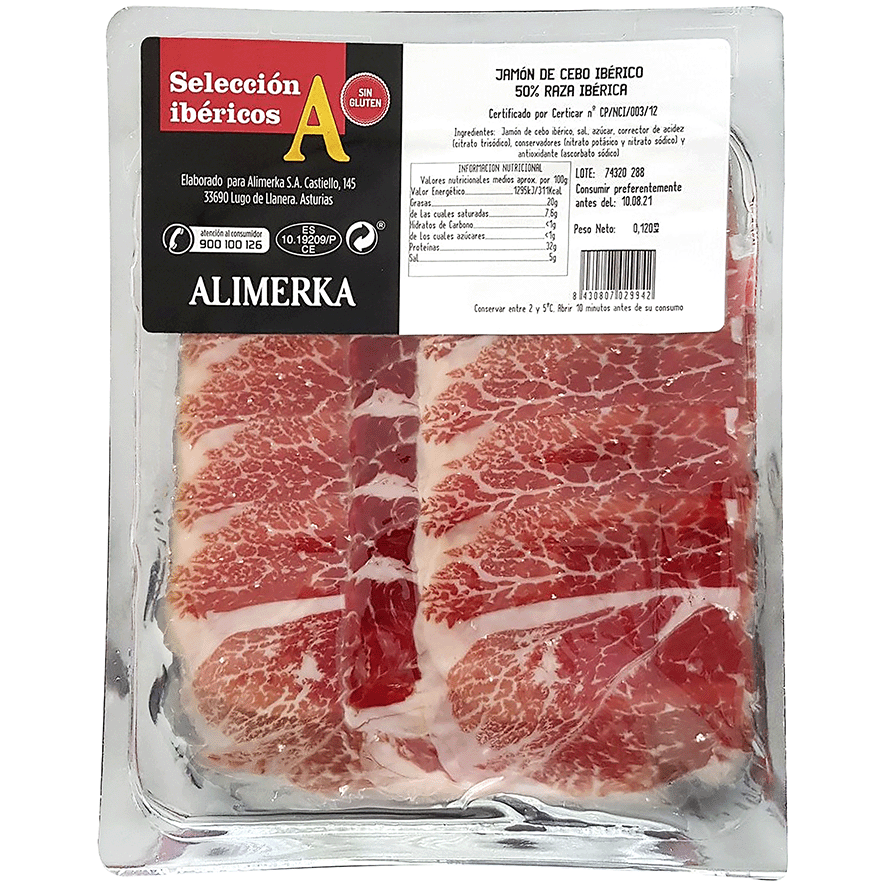 JAM&Oacute;N DE CERDO 50% RAZA IB&Eacute;RICA 120 G.
