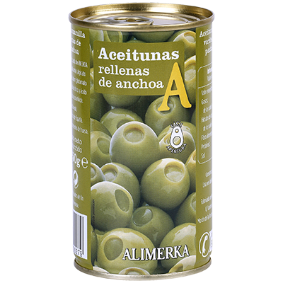 ACEITUNAS RELLENAS DE ANCHOA 150 G.