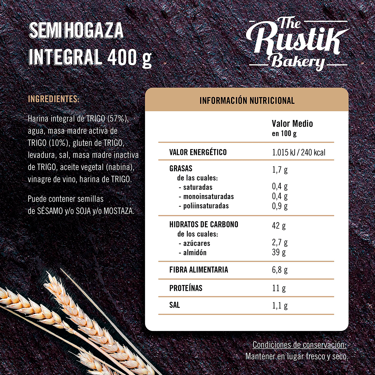 HOGAZA INTEGRAL 84% 400 G.