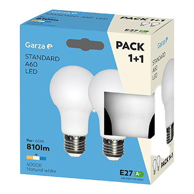 BOMBILLA LED STD 9W PACK 1+1