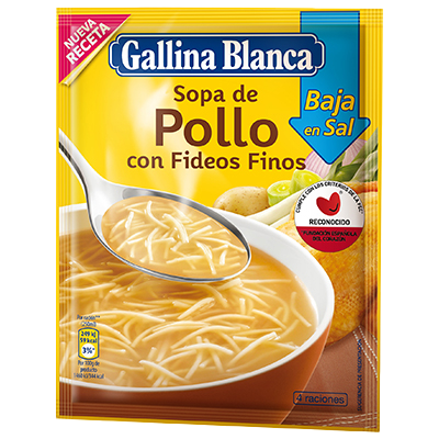 SOPA DE POLLO CON FIDEOS BAJA EN SAL 1 UD.
