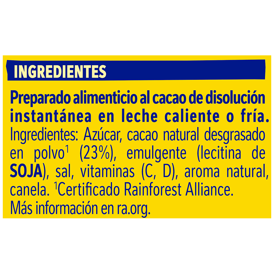 CACAO SOLUBLE INSTANT&Aacute;NEO 390 G.