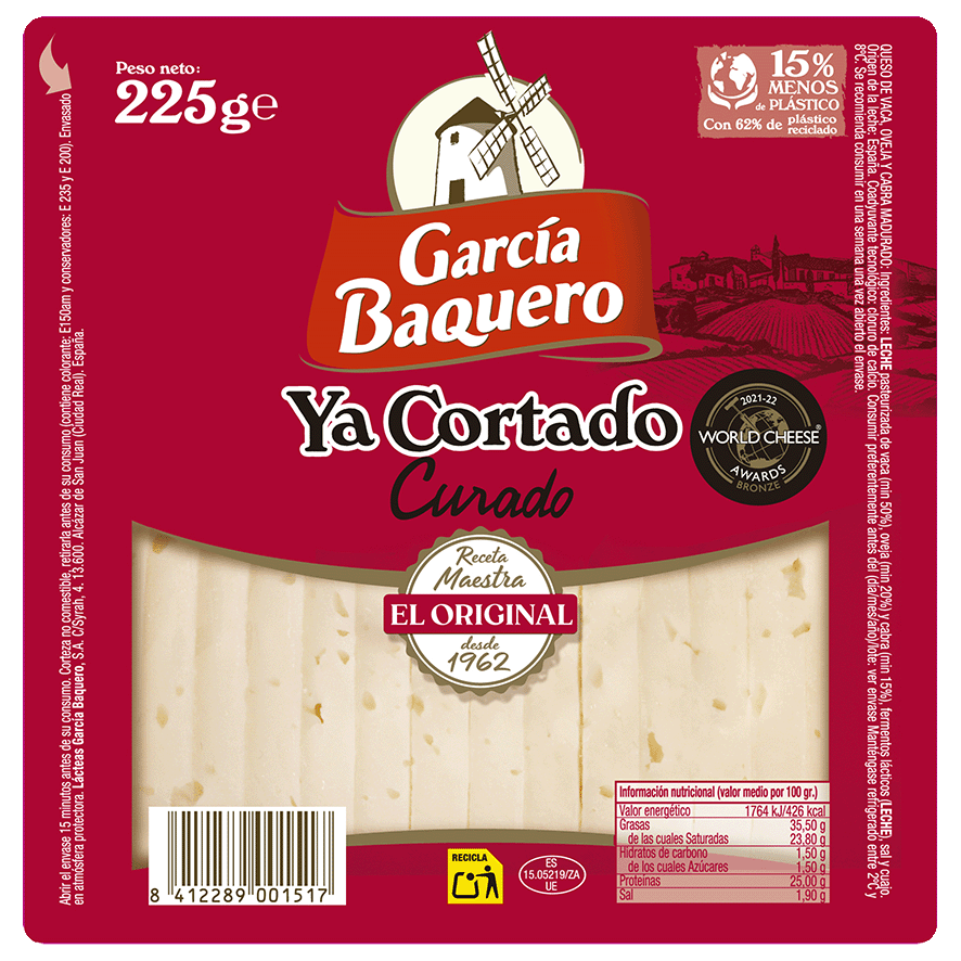 QUESO CURADO YA CORTADO 225 G.