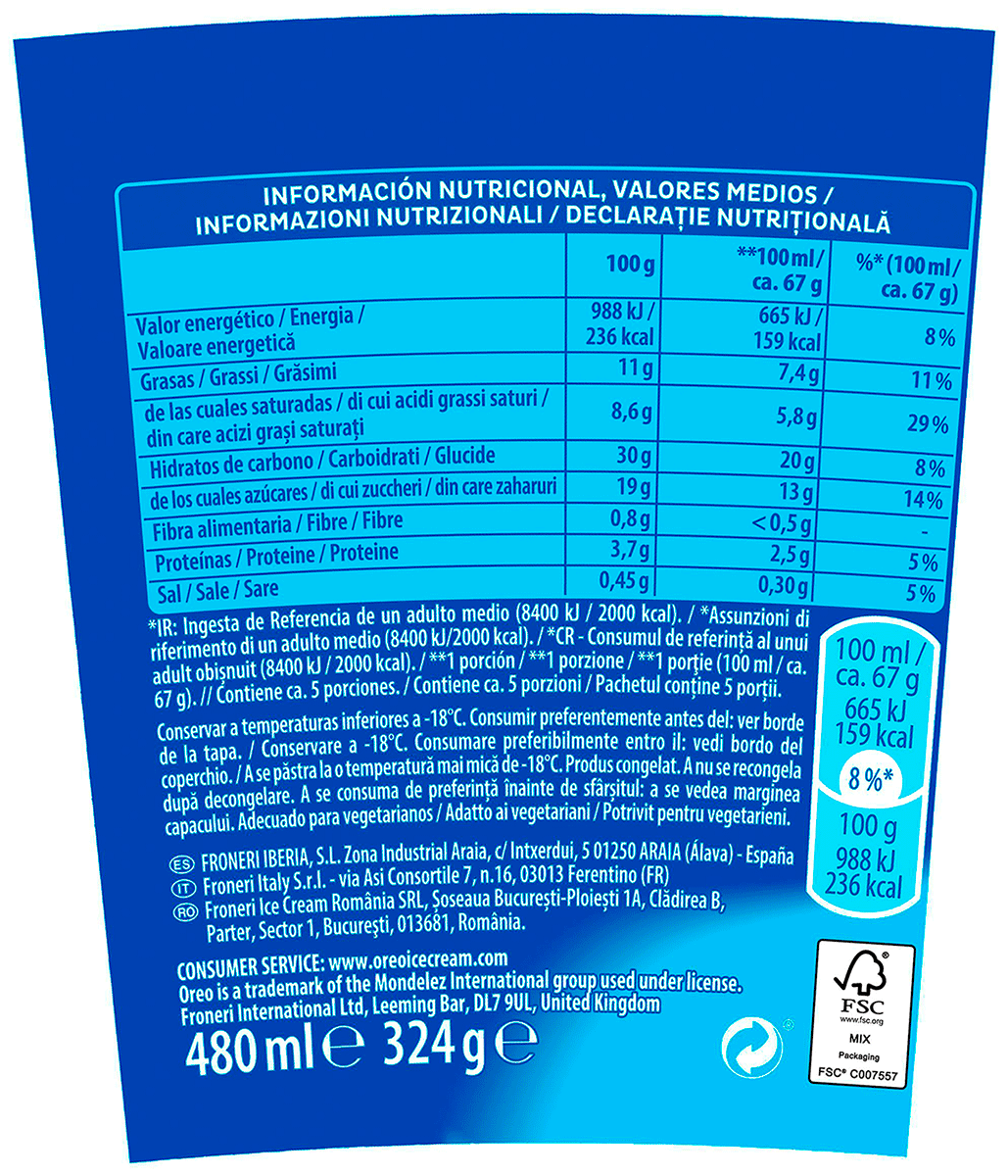 HELADO 480 ML.