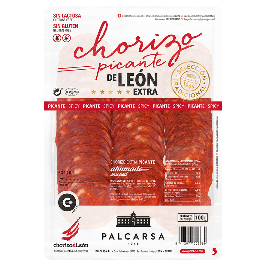 CHORIZO PICANTE EXTRA DE LE&Oacute;N 100 G.