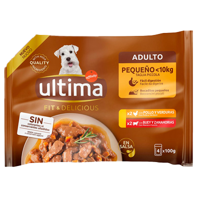 COMIDA CON CARNE PERROS ADULTOS PEQUE&Ntilde;OS 100 G. PACK 4