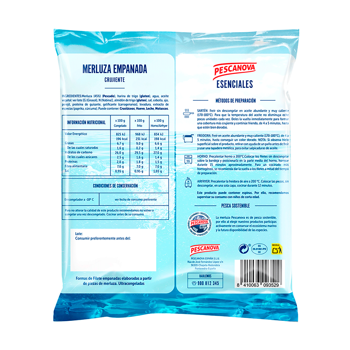 MERLUZA EMPANADA CRUJIENTE 540 G.