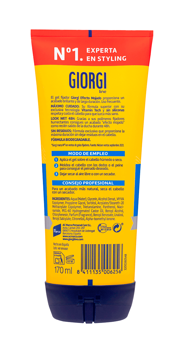 GEL FIJADOR EFECTO MOJADO 170 ML.