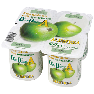 YOGUR DESNATADO CON MANZANA 125 G. PACK 4