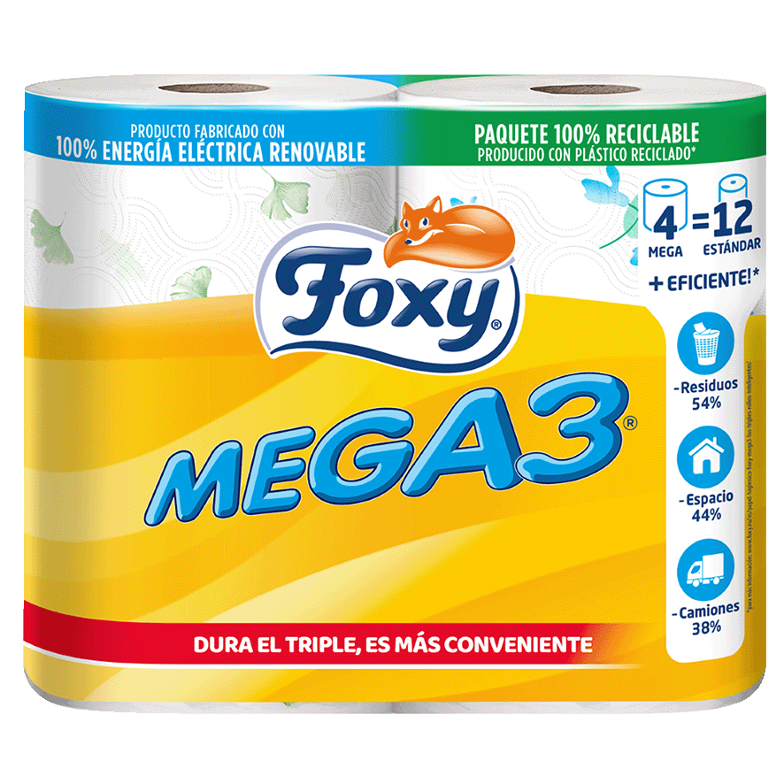 PAPEL HIGI&Eacute;NICO MEGA 3 4 ROLLOS