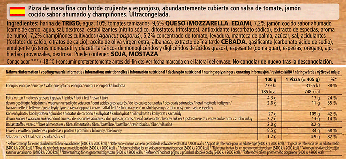 PIZZA CASA DI MAMA JAM&Oacute;N Y SETAS 380 G.