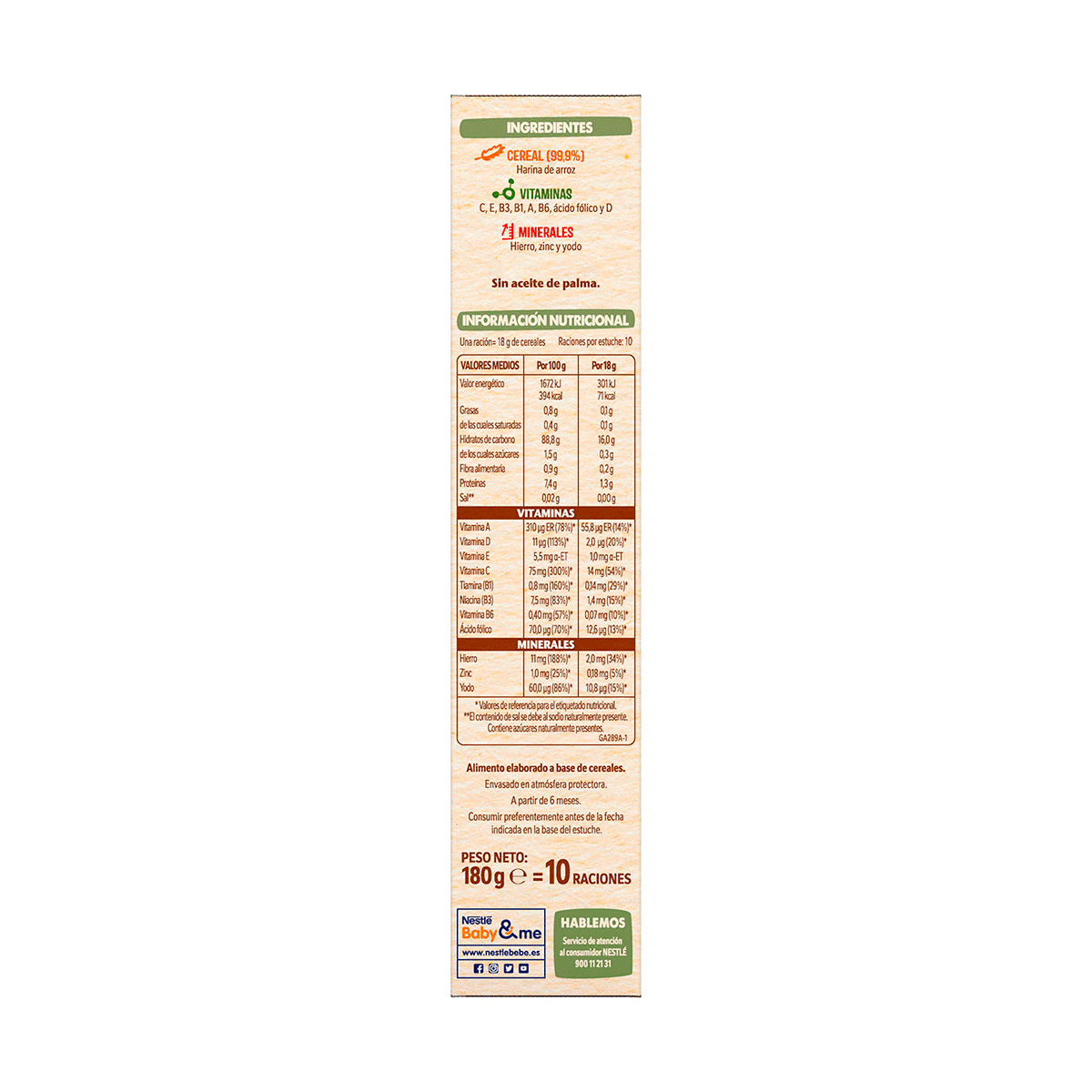 CREMA DE ARROZ SIN GLUTEN 180 G.