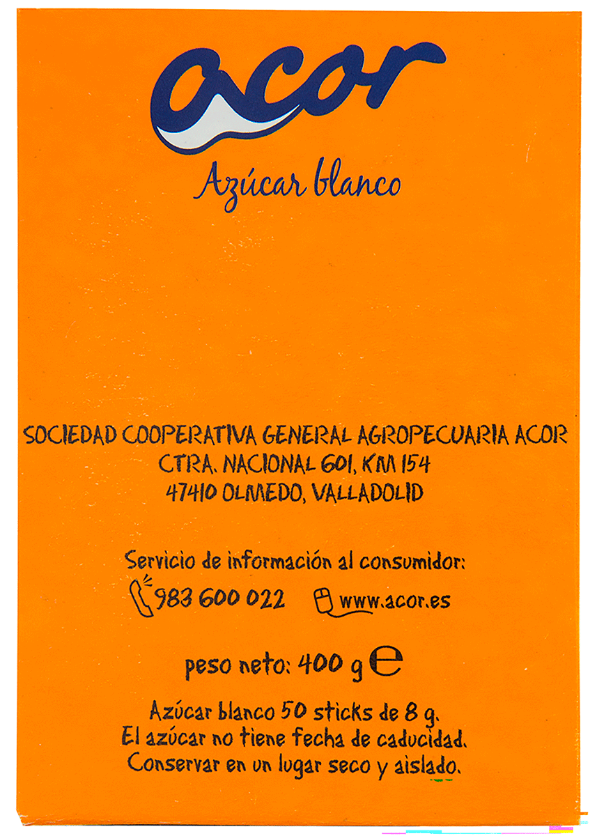 AZ&Uacute;CAR BLANCO 50 STICKS