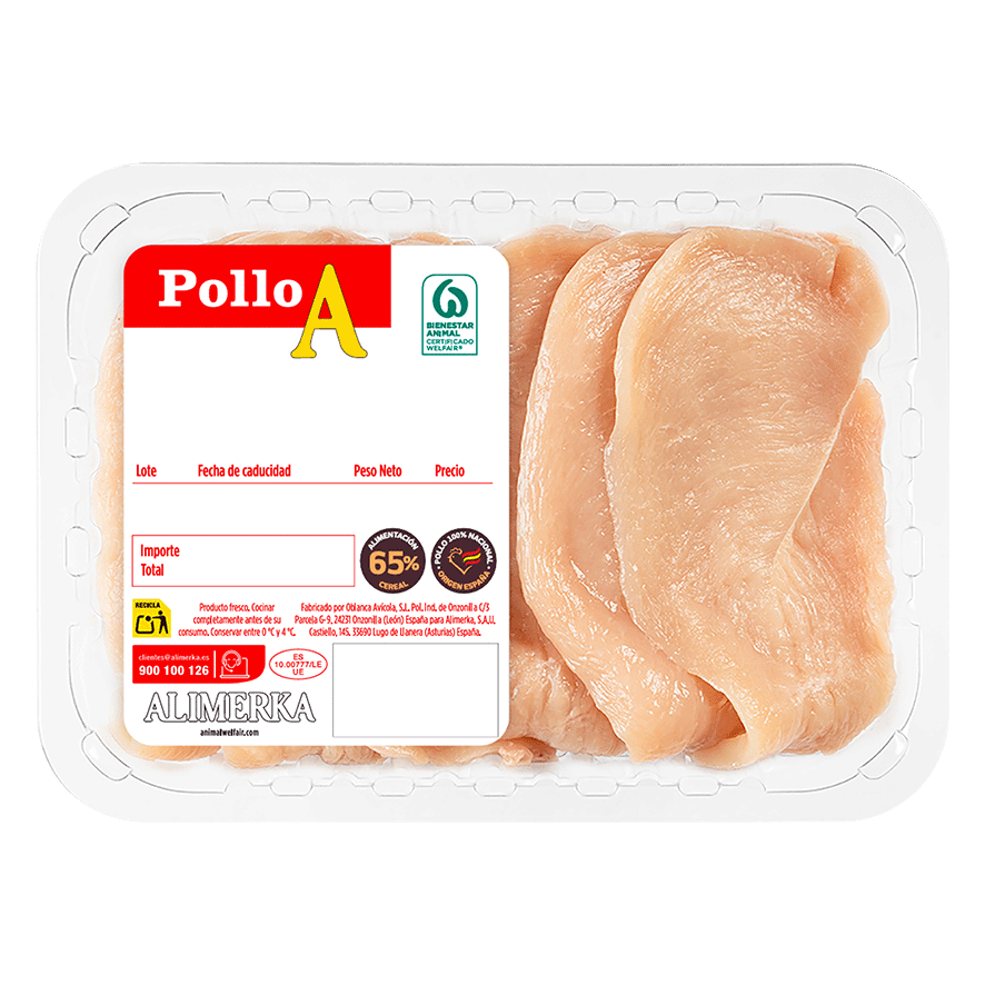 PECHUGA DE POLLO FILETEADA 600 G.