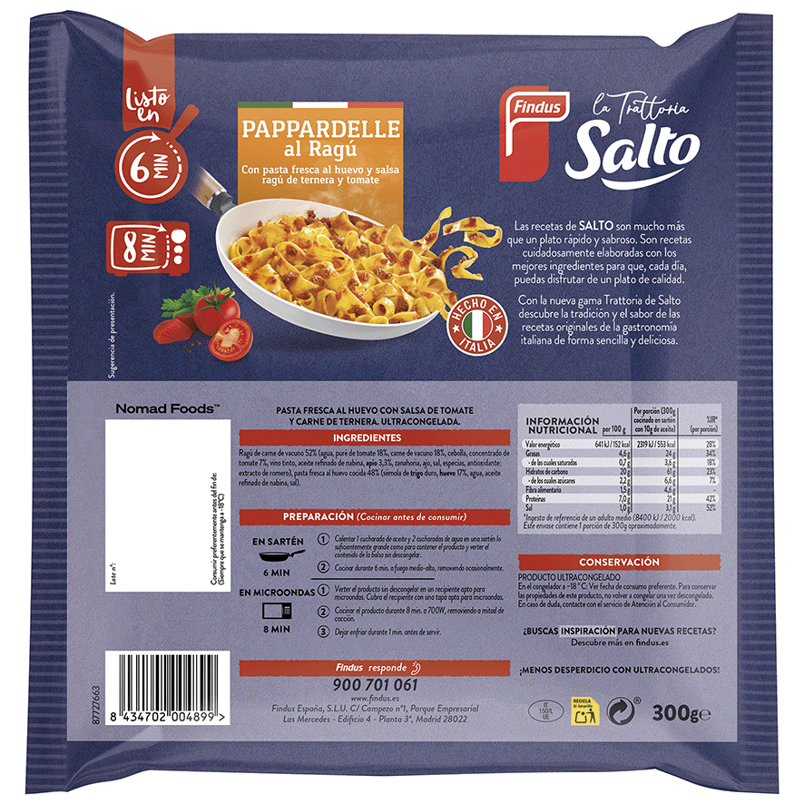 PAPPARDELLE AL RAG&Uacute; 300 G.