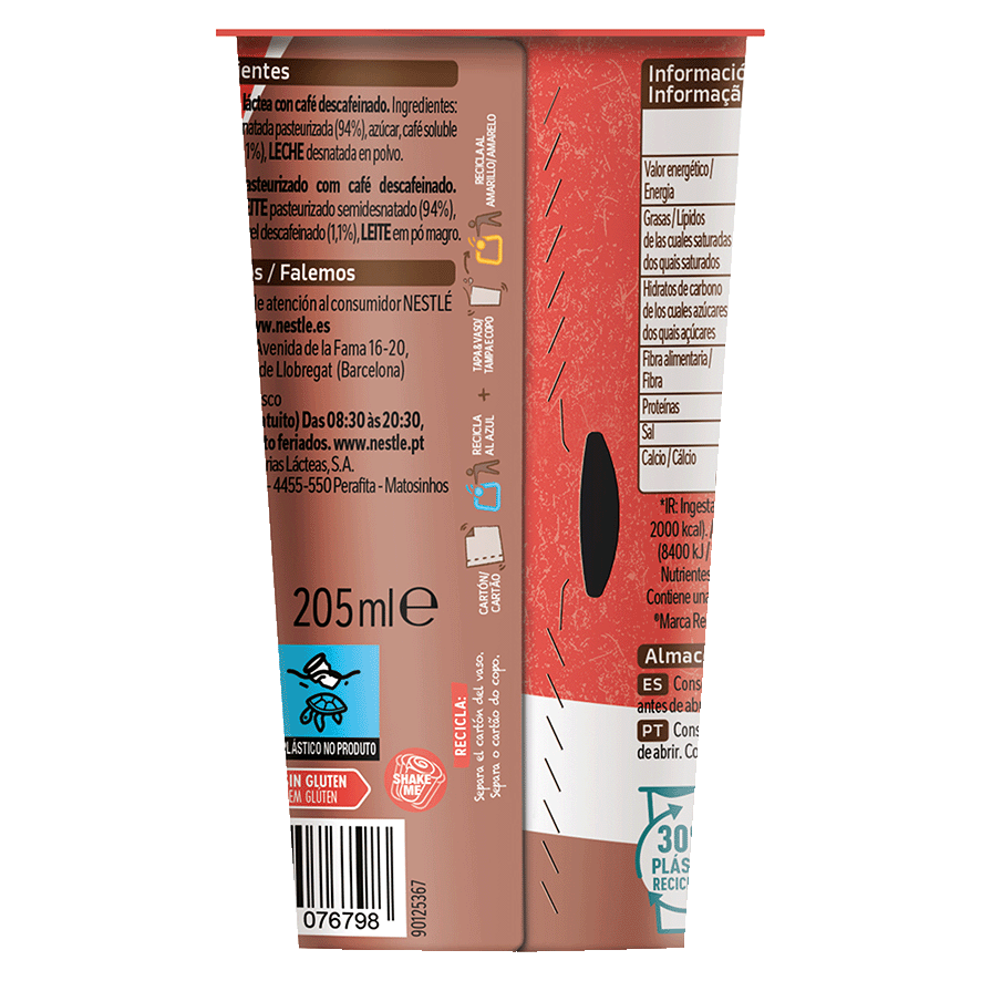 CAFE CAPPUCCINO DESCAFEINADO 205 ML.