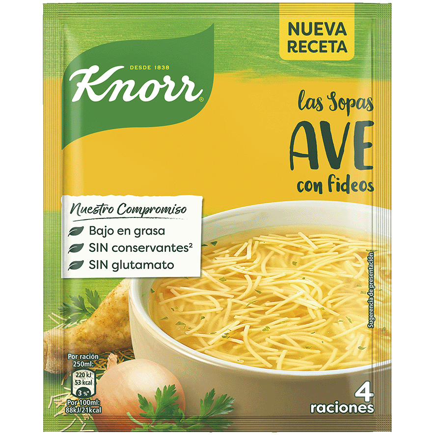 SOPA DE AVE CON FIDEOS 1 UNIDAD