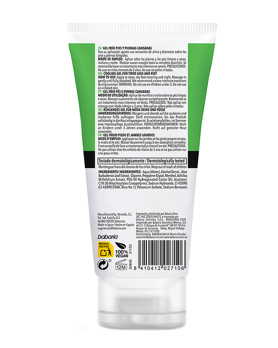 CREMA ALOE VERA PARA PIERNAS CANSADAS 150 ML.