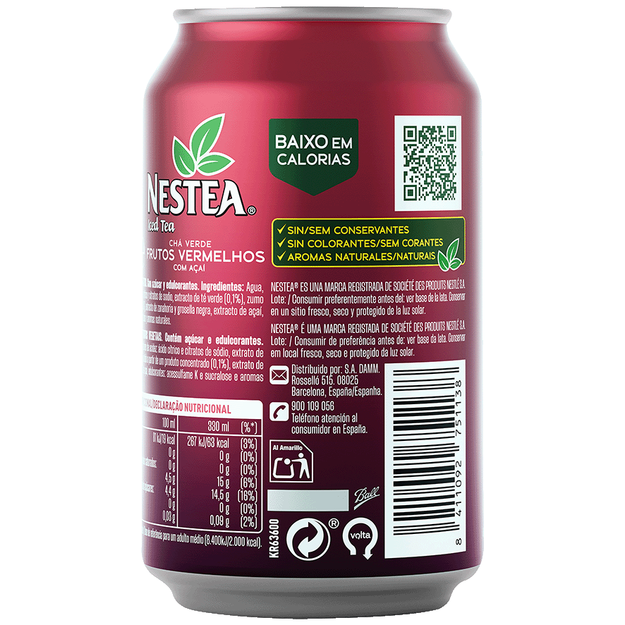 T&Eacute; VERDE FRUTOS ROJOS CON A&Ccedil;AI 33 CL.
