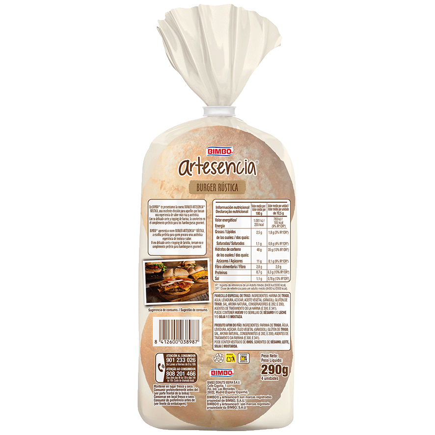 BURGER RUSTICA ARTESENCIA 290 G.