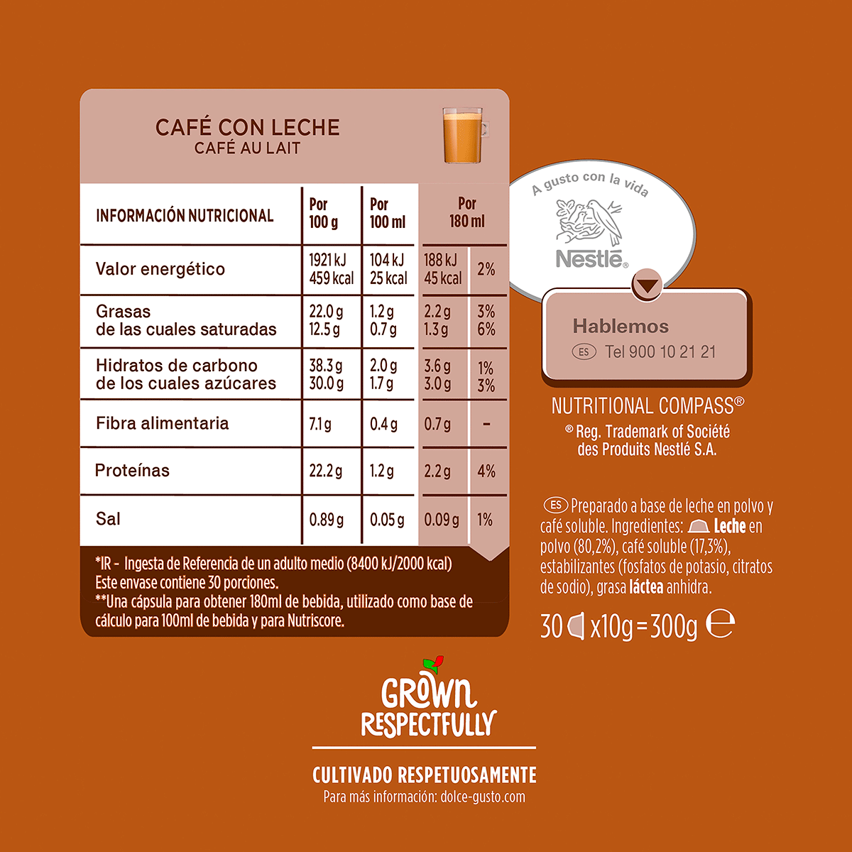 CAF&Eacute; CON LECHE DOLCE GUSTO 30 C&Aacute;PSULAS