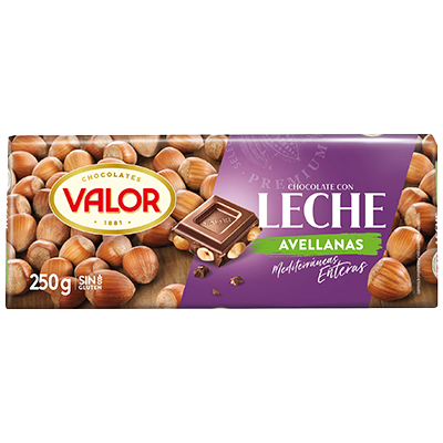 CHOCOLATE CON LECHE Y AVELLANAS 250 G.