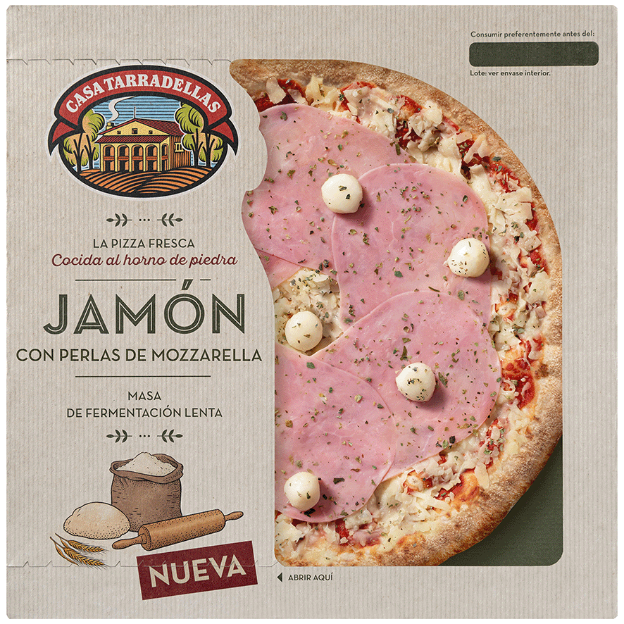 PIZZA FRESCA FERM. LENTA JAM&Oacute;N QUESO MO 400 G.