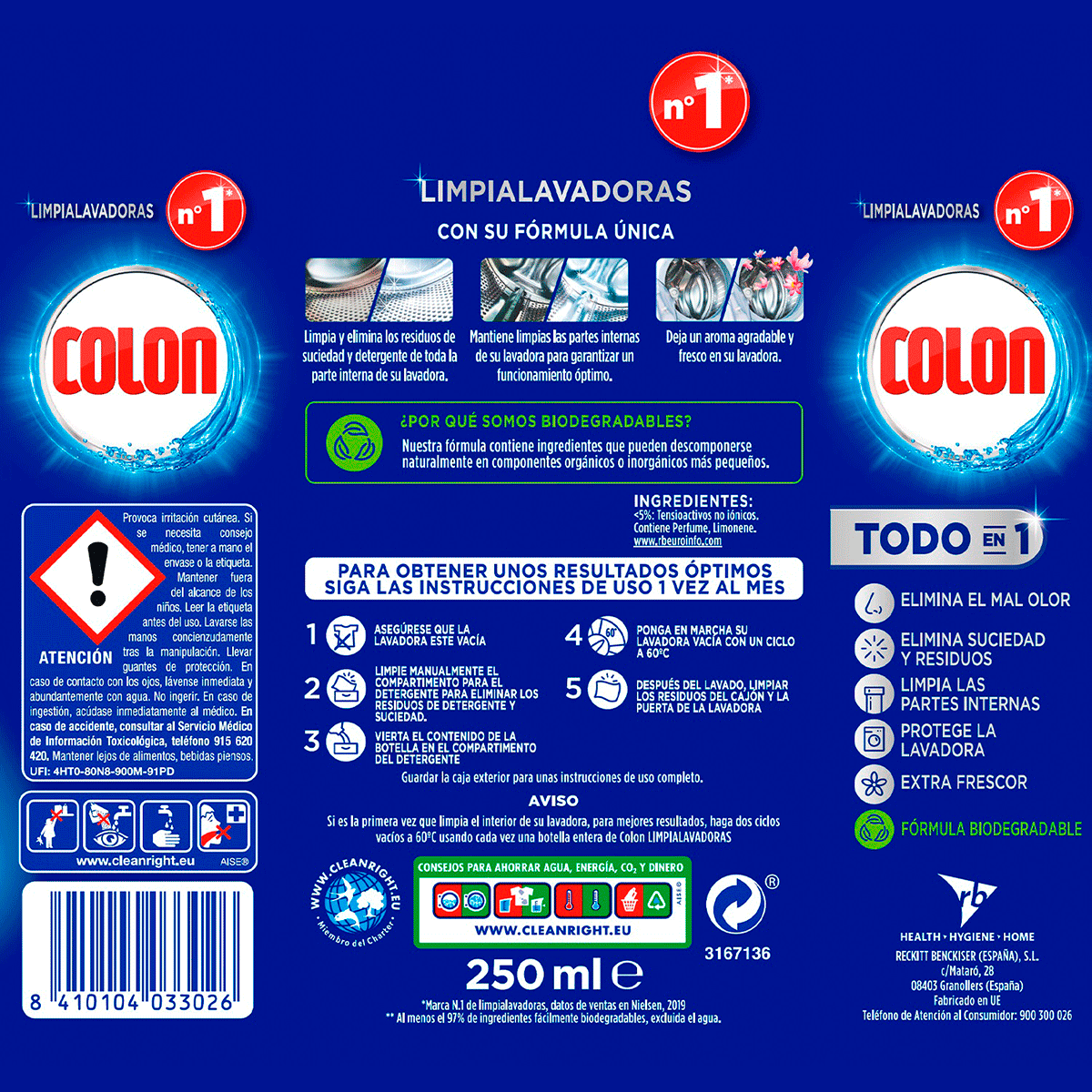 LIMPIA LAVADORAS 250 ML.