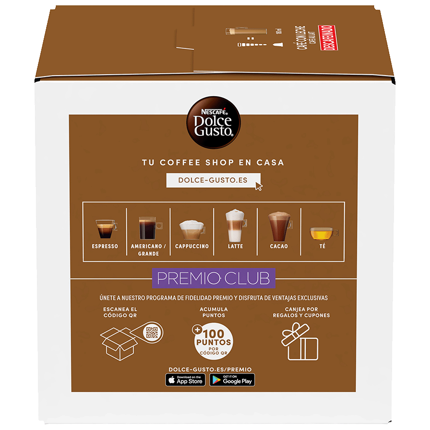 CAF&Eacute; CON LECHE DESCAFEINADO DOLCE GUSTO 16 CAPSULAS