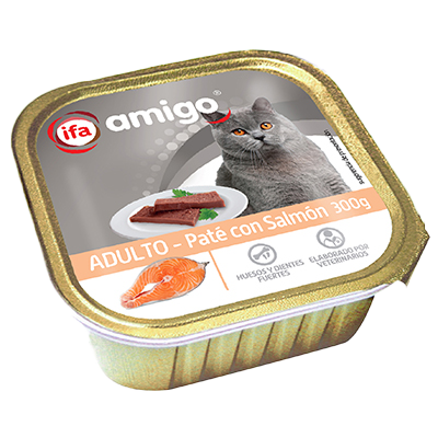 PAT&Eacute; CON SALM&Oacute;N PARA GATOS 300 G.