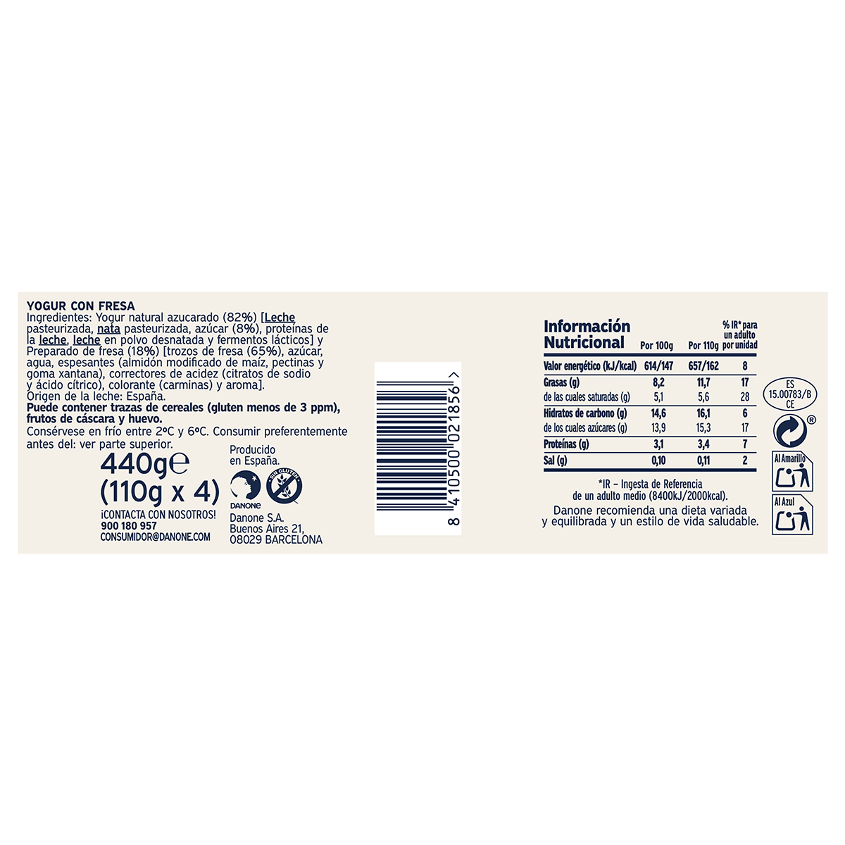 YOGUR GRIEGO CON FRESAS 110 G. PACK 4