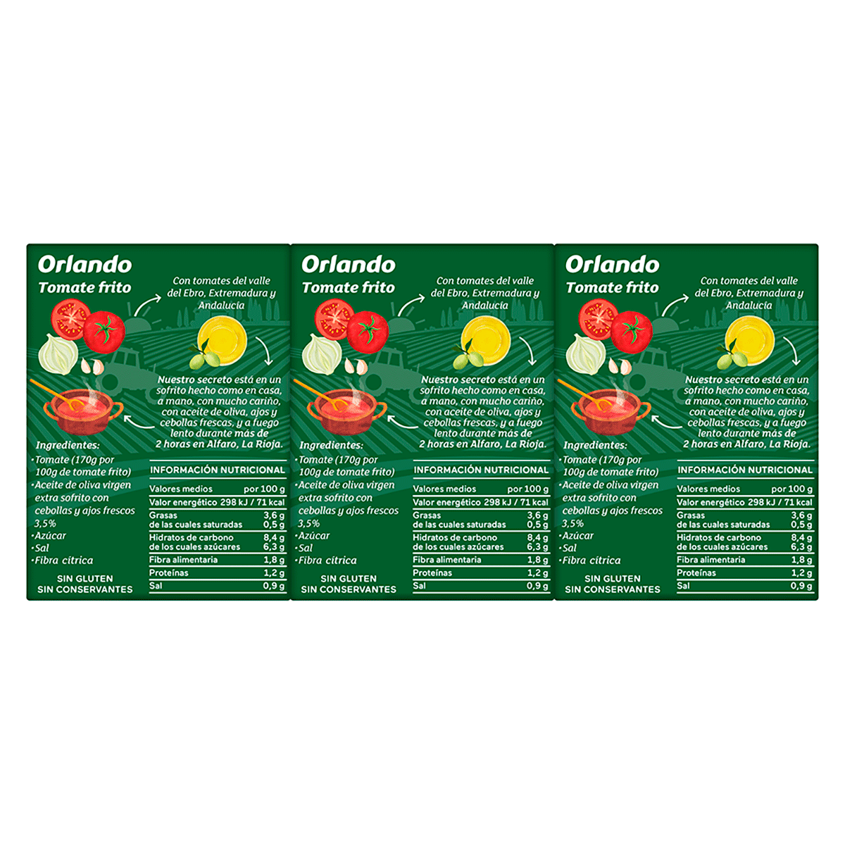 TOMATE FRITO CON ACEITE DE OLIVA 212 G. PACK 3