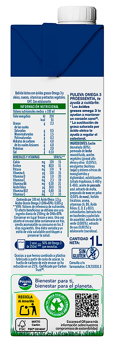 PREPARADO LACTEO CON NUECES OMEGA 3 1 LITRO