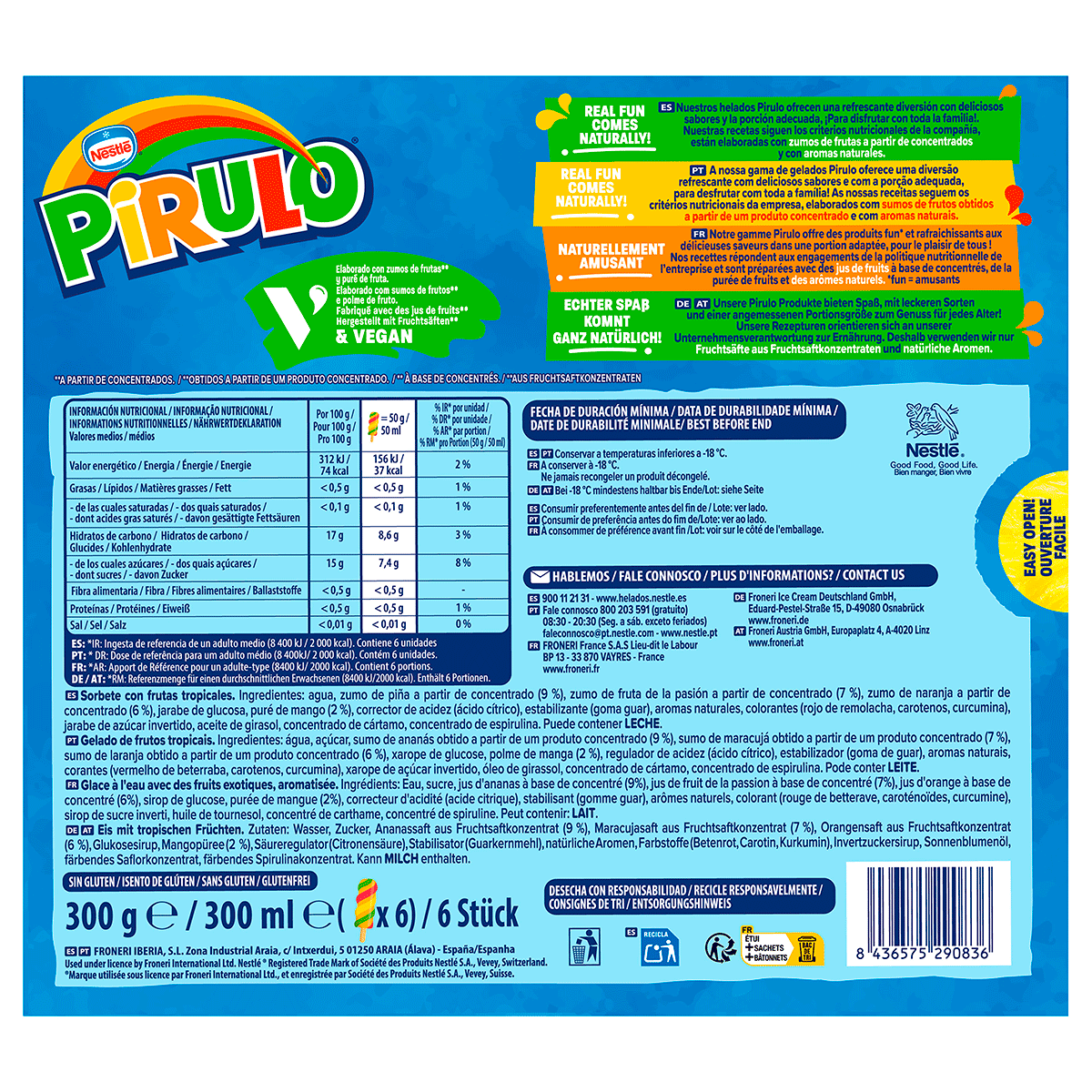 MINI PIRULO TROPICAL 6 UDS.