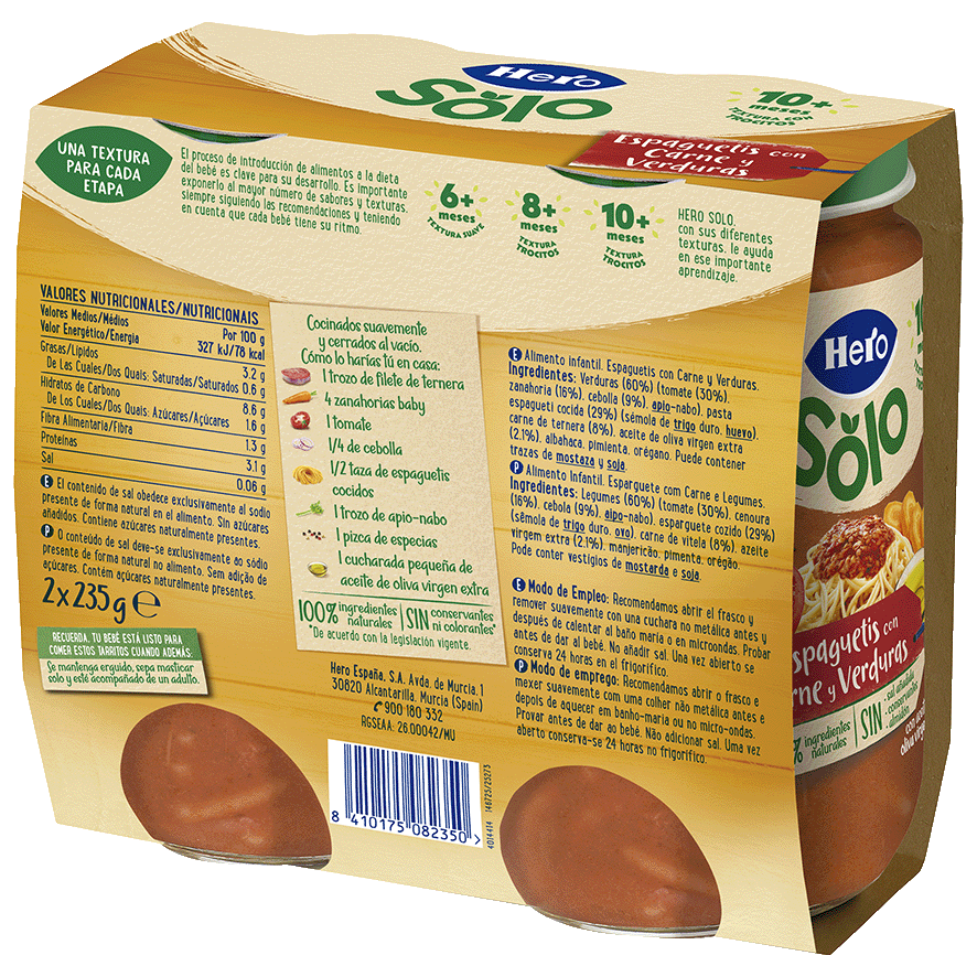 ESPAGUETIS CON CARNE Y VERDURAS 235 G. PACK 2