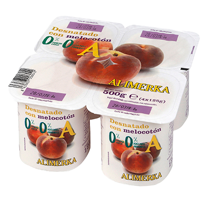 YOGUR DESNATADO CON MELOCOT&Oacute;N 125 G. PACK 4